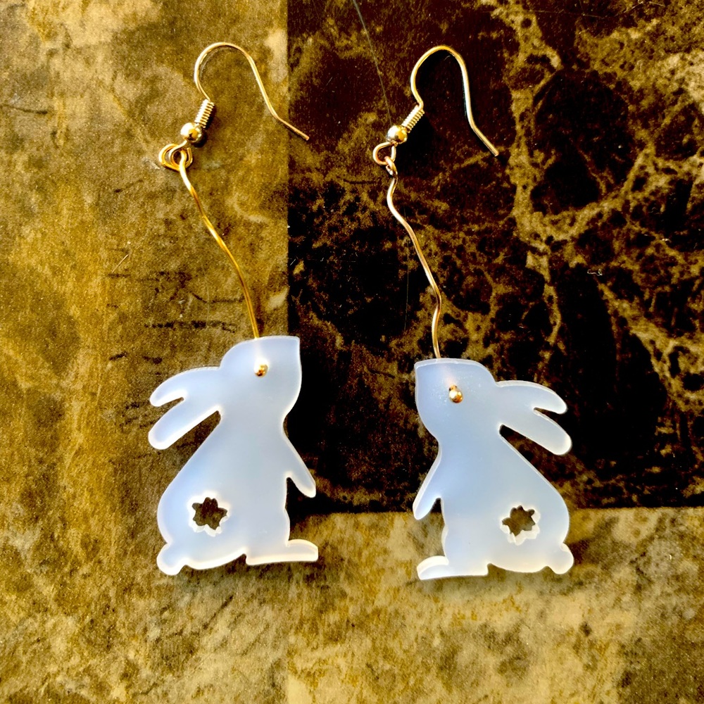 Bunny Hard Plastic Earrings